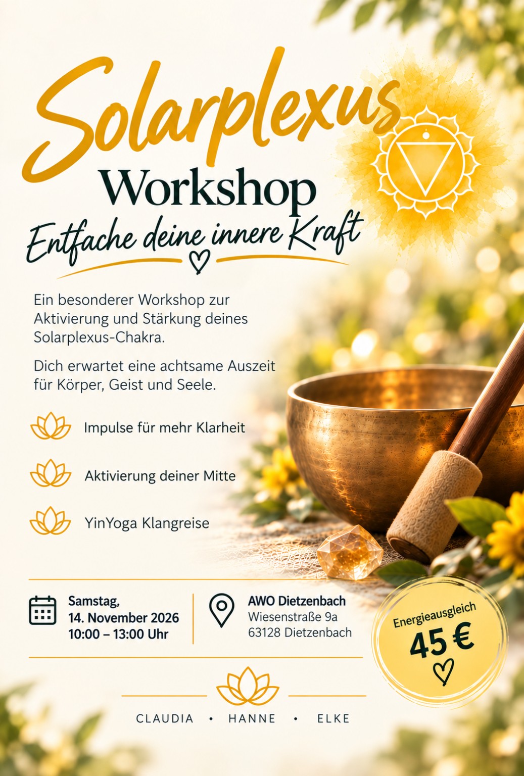 Flyer zum Solarplexus-Workshop am 14. November 2026