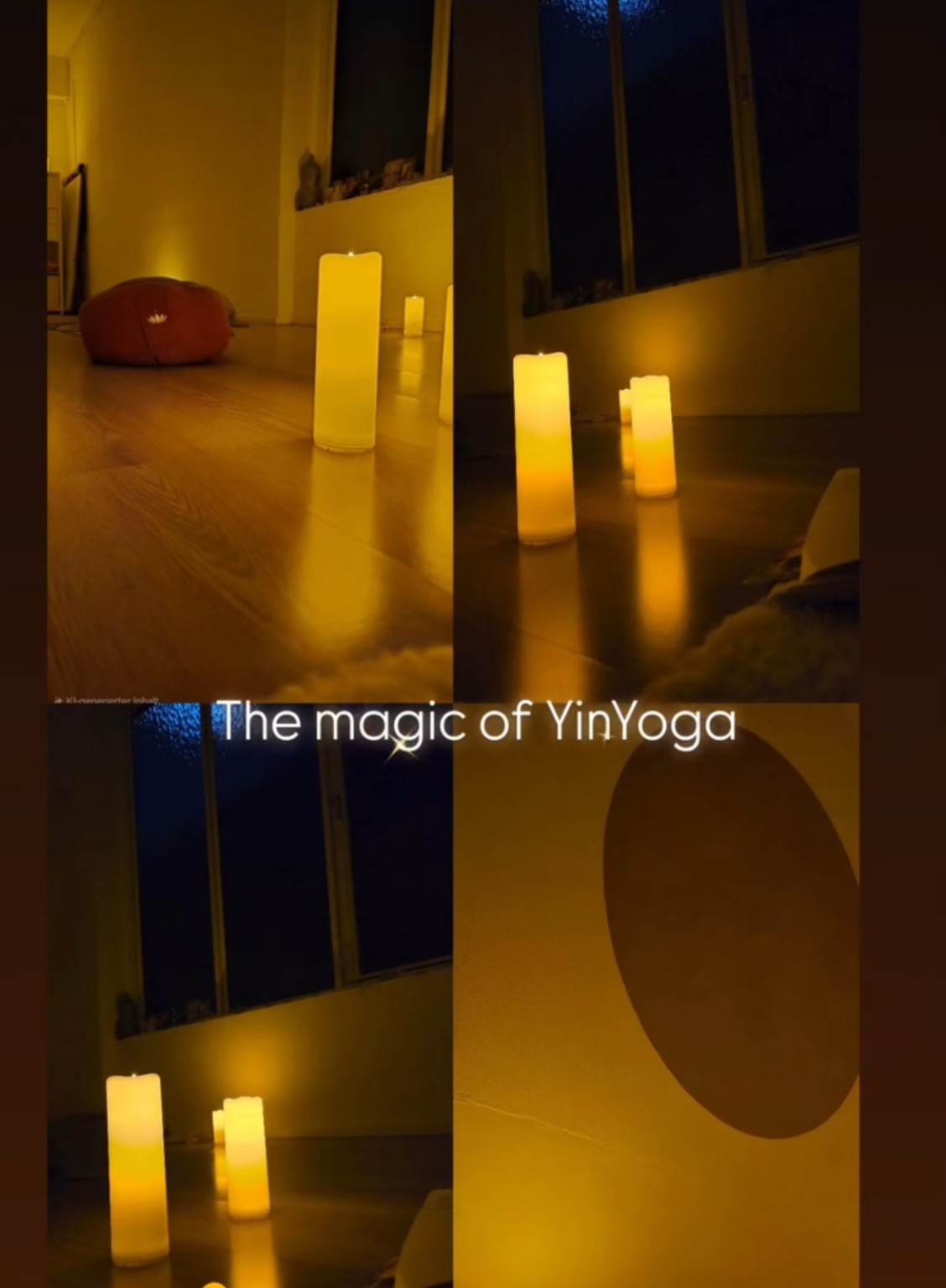 Ruhige Yin-Yoga-Atmosphäre mit Kerzen